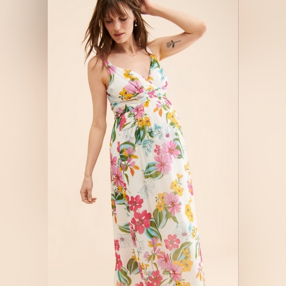 Pietro Brunelli Maternity Murano Maxi Dress Women's Small Floral Chiffon W/ Belt - Picture 6 of 8